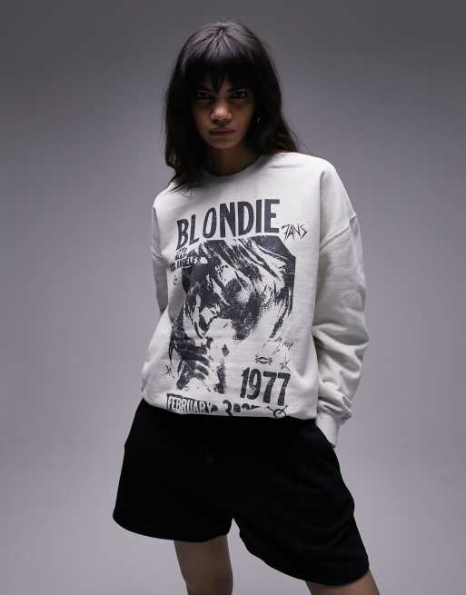 Sudadera color crudo con estampado gráfico con licencia de Blondie 1977 de Topshop