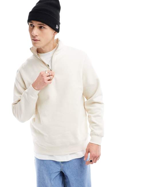 Sudadera color crudo con media cremallera de River Island