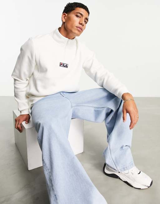 Sudadera color crudo con media cremallera y logo de Fila