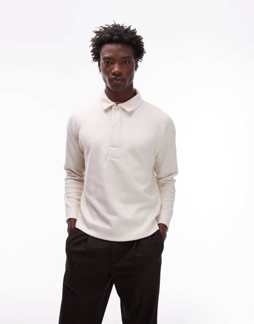 Sudadera color crudo de corte cuadrado con mangas raglán y acabado texturizado de Topman