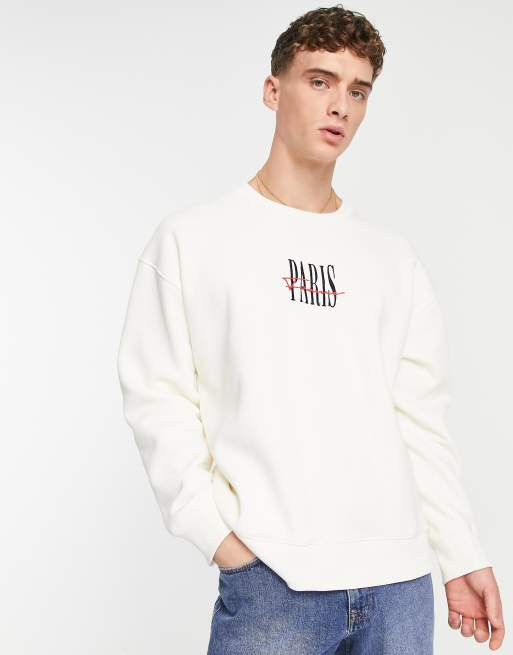 Sudadera color crudo extragrande con bordado 