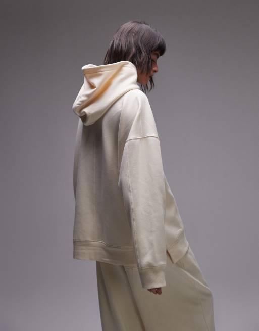 Sudadera color crudo extragrande con capucha premium de Topshop