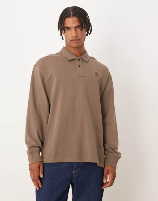 Sudadera color galleta de chocolate con cuello tipo polo de Timberland