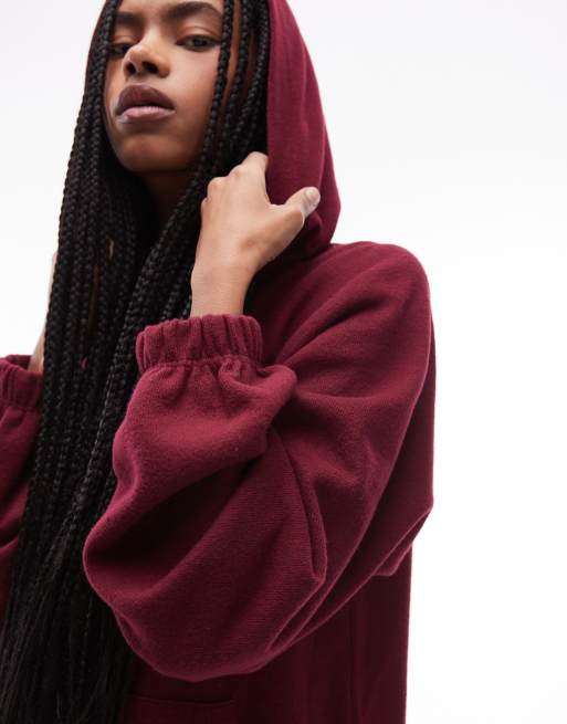 Sudadera color guinda oscuro extragrande con capucha y mangas raglán de tejido muy suave de ASOS DESIGN, 2 de 4