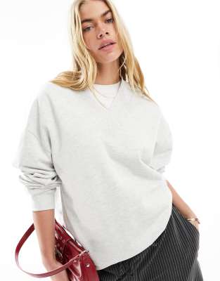 Sudadera color hielo jaspeado con cuello de pico de ASOS DESIGN