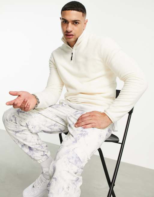Sudadera color hueso de polar con media cremallera de ASOS DESIGN, 3 de 4