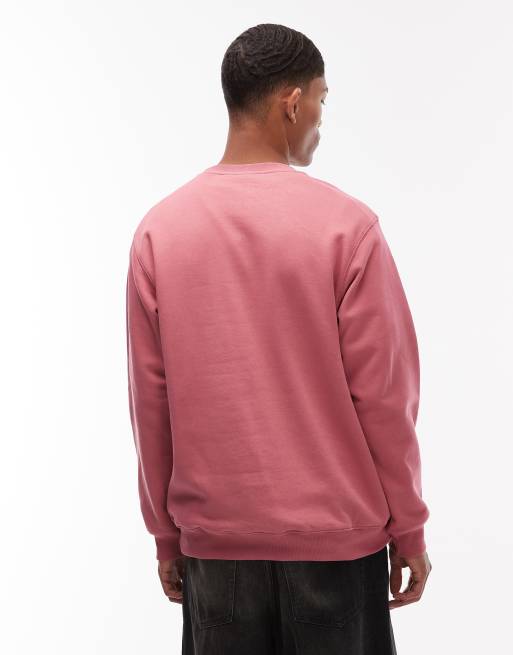 Sudadera color malva de corte suelto con logo en la parte izquierda del pecho de Vans, 3 de 5
