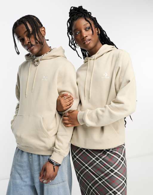 Sudadera color piedra clásica con capucha y bordado de chevrón de Converse