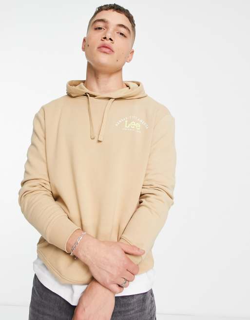 Sudadera color piedra con capucha y logo de Lee