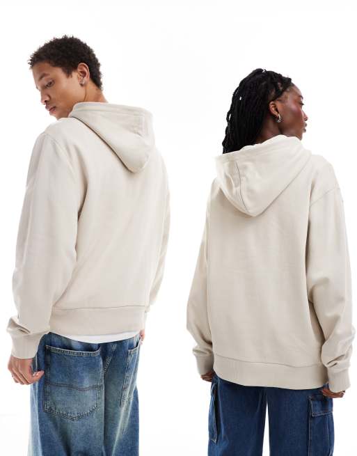 Sudadera color piedra con capucha y logo estampado de COLLUSION Unisex, 2 de 4