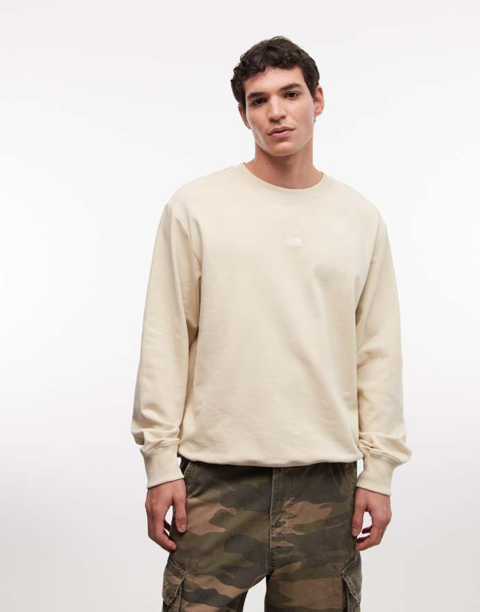 The North Face Sudadera color piedra desértica básica holgada ligera con cuello redondo U Essential de