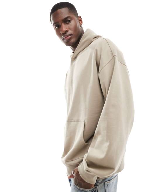 Sudadera color piedra extragrande con capucha de New Look