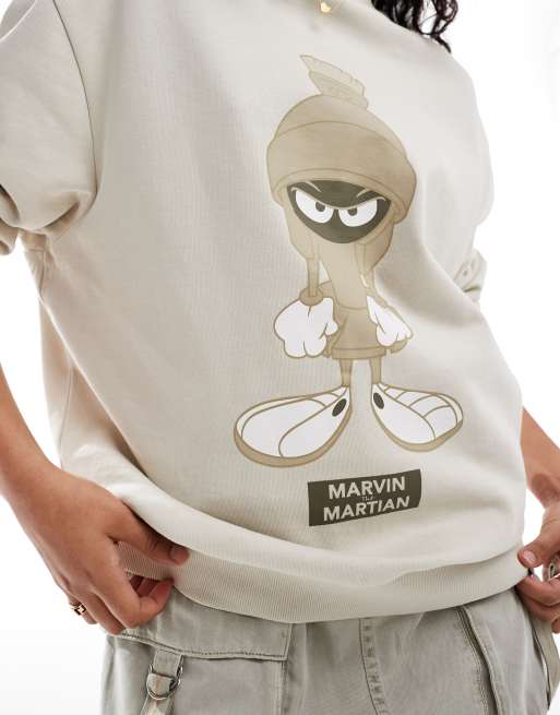 Sudadera color piedra unisex extragrande con estampado de Marvin