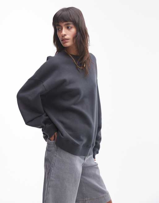 Sudadera color pizarra con detalle de costuras premium de Topshop