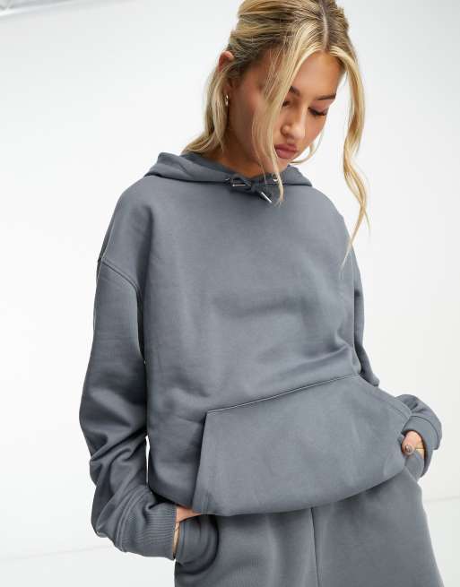 Sudadera color pizarra de corte boyfriend extragrande con capucha de ASOS DESIGN