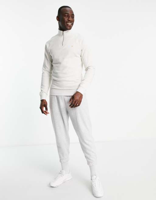 Sudadera color tiza con cremallera corta Jim de Farah