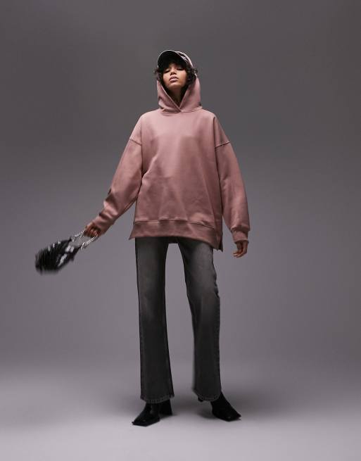 Sudadera color topo extragrande con capucha premium de Topshop