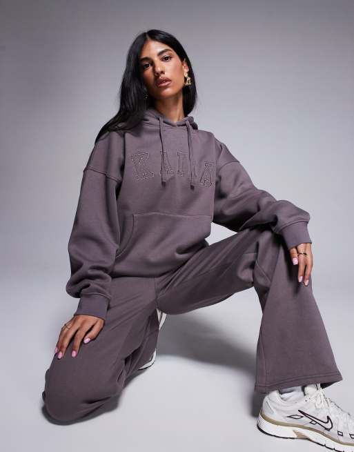 Sudadera color topo extragrande con capucha y logo de Kaiia (parte de un conjunto)