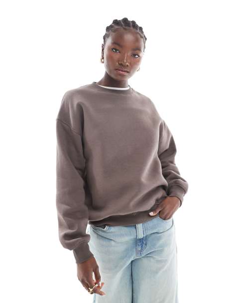Sudadera color trufa oscuro clásica con cuello redondo de Cotton On - view 1