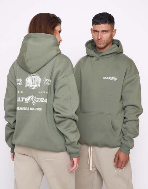 Sudadera color verde trébol de cuatro hojas extragrande con capucha de Multiply Apparel - view 1