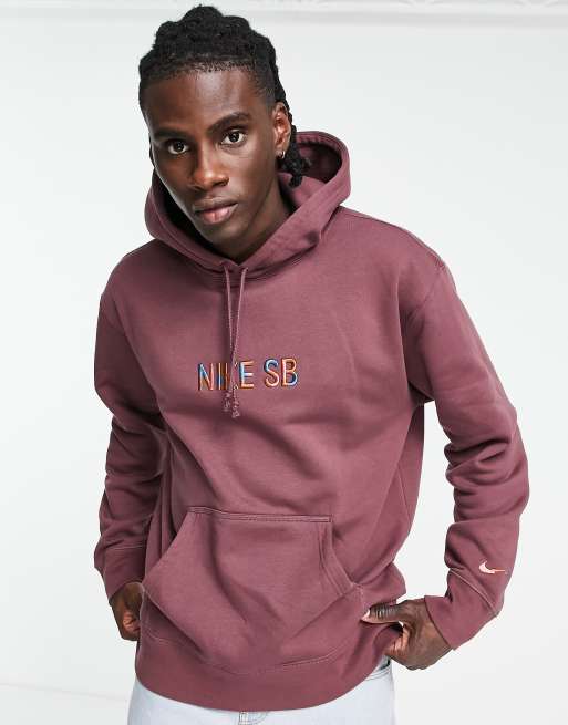 Sudadera color vino con capucha y logo en el pecho de felpa premium Skate de Nike SB