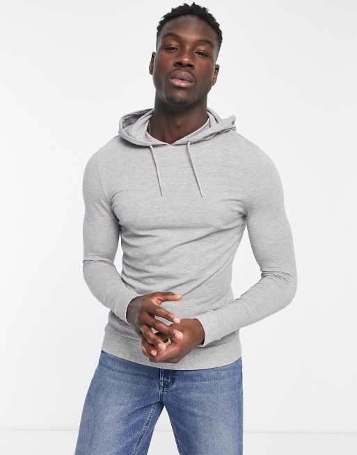 Sudadera con capucha ajustada en gris marga de ASOS DESIGN