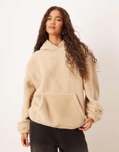 Sudadera con capucha beis de tejido estilo peluche de adidas Originals - view 1