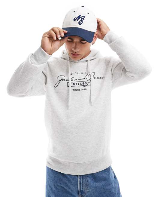 Sudadera con capucha blanca con logo de texto de Jack & Jones