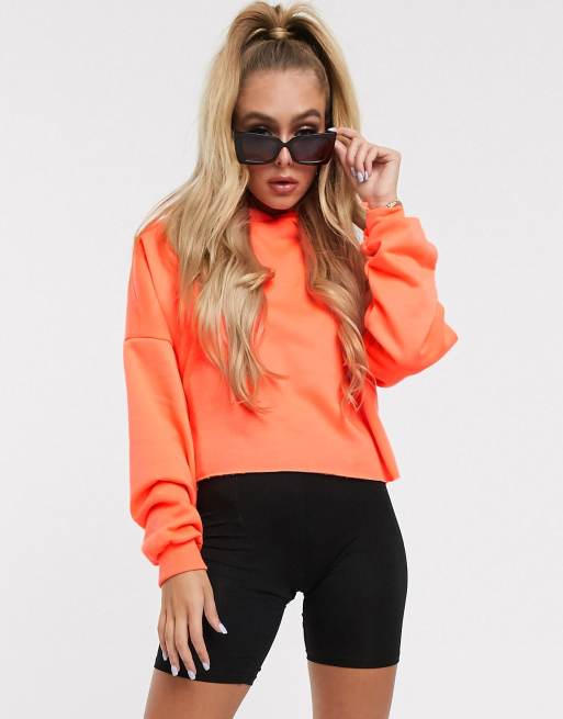 Sudadera con capucha corta y extragrande en naranja neón de ASOS DESIGN