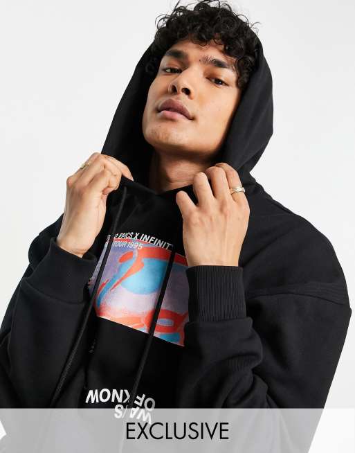 Sudadera Negra Extragrande Con Capucha Y Estampado De Unisex (parte De Un  Conjunto) Negro Hombre