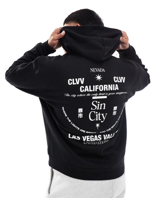 Sudadera con capucha extragrande negra con estampado en la espalda de ASOS DESIGN
