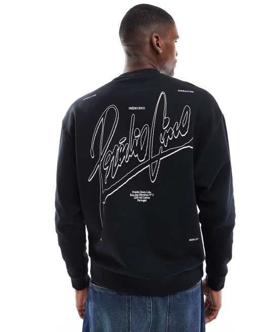 Sudadera con capucha extragrande negra con estampado en la espalda de ASOS DESIGN