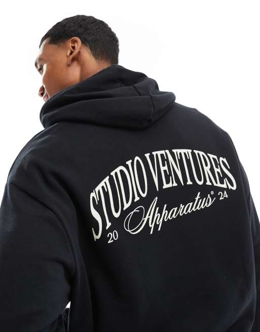 Sudadera con capucha extragrande negra con estampado en la espalda de ASOS DESIGN