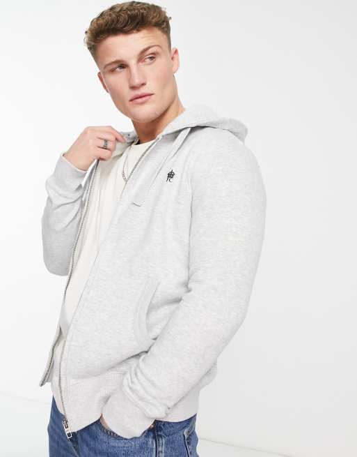 Sudadera con capucha gris claro con cremallera de French Connection