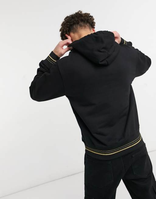 Sudadera con capucha negra con logo emblema de Versace Jeans Couture, 2 de 4