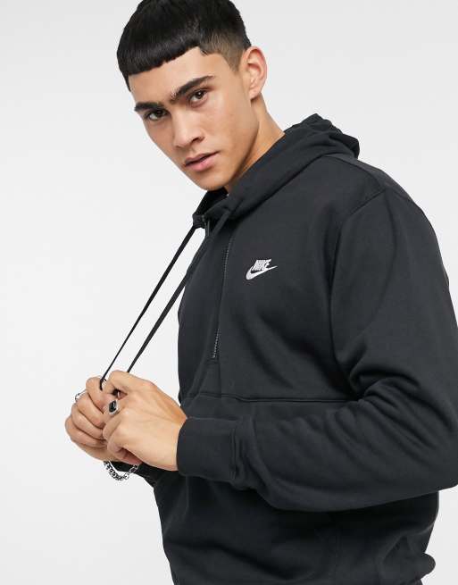 Sudadera con capucha negra con media cremallera Club de Nike