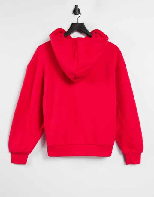 Sudadera capucha roja con detalle croissant de algodón orgánico & Other | ASOS