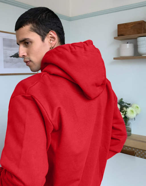 Sudadera con capucha roja y logo rectangular característico de Karl Kani, 2 de 4