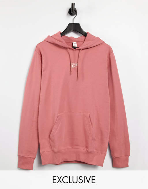Sudadera con capucha rosa de corte boyfriend con logo exclusiva en ASOS de Reebok