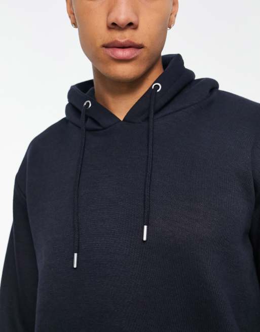 Sudadera con capucha sin cierres en azul marino de Le Breve Tall, 2 de 4