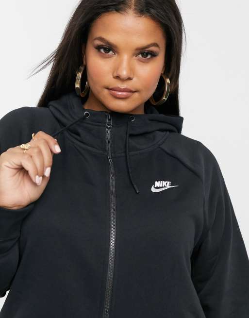 Sudadera con capucha y cremallera b sica negra de Nike Plus