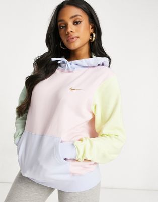 Sudadera con capucha y diseño extragrande colour block en tonos pastel con  logo metalizado pequeño de Nike | ASOS