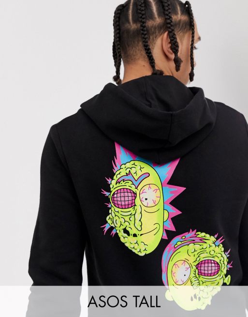 Sudadera con capucha y estampado de Rick Morty de ASOS DESIGN Tall