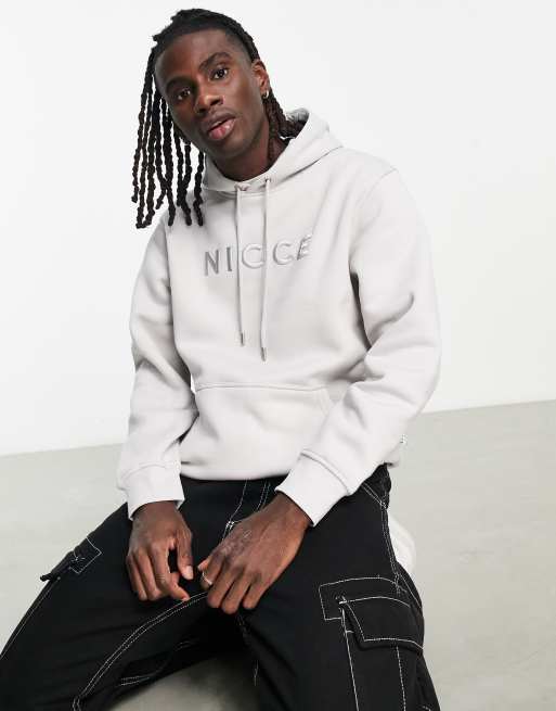 Sudadera con capucha y logo bordado en gris piedra mercury de Nicce