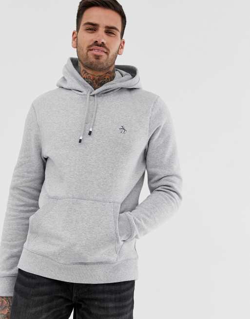 Sudadera con capucha y logo de icono en gris marga de Original Penguin