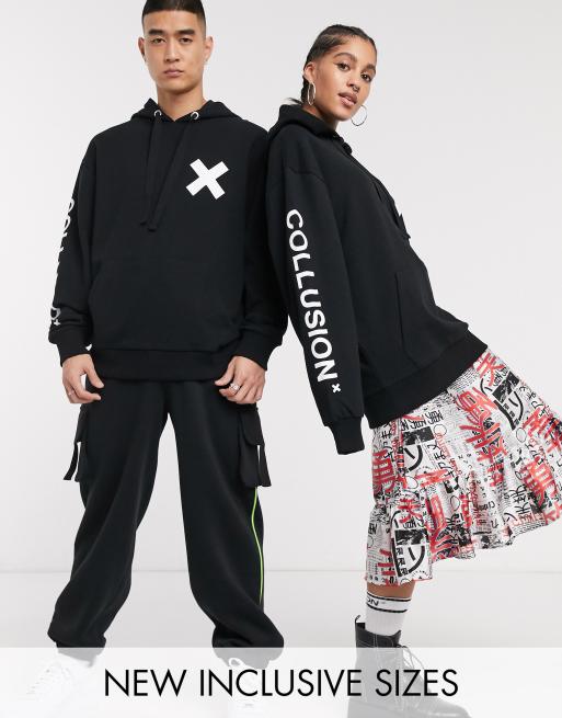 Sudadera capucha logo en negro unisex de COLLUSION |