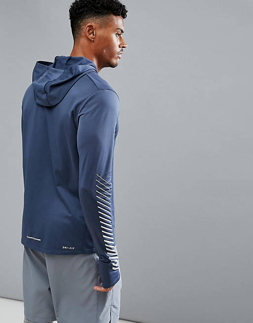 calculadora lanzar Opinión Sudadera con capucha y reflectante en azul marino 858077-471 Flash Miler de Nike  Running | ASOS