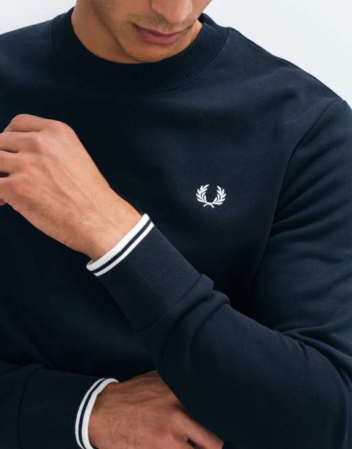 Sudadera con cuello redondo en azul marino de Fred Perry, 4 de 5
