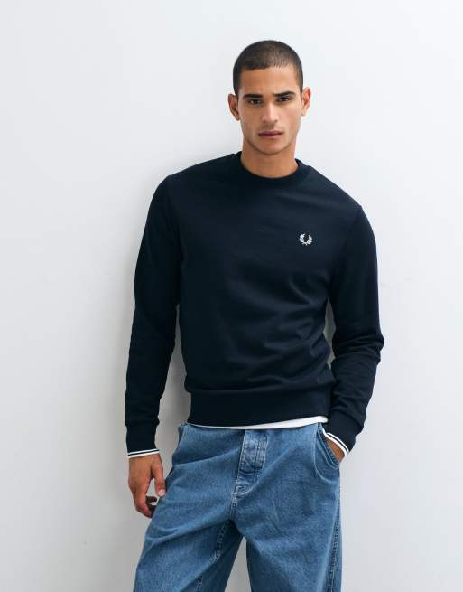 Sudadera con cuello redondo en azul marino de Fred Perry, 5 de 5