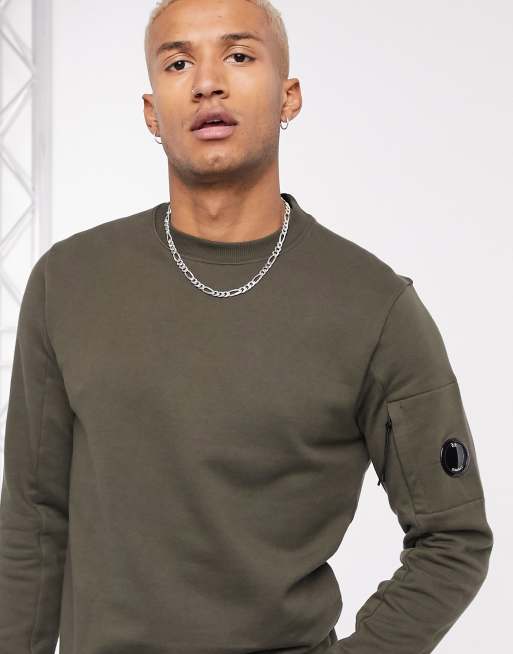 Sudadera con cuello redondo en color caqui de C.P. Company, 3 de 4